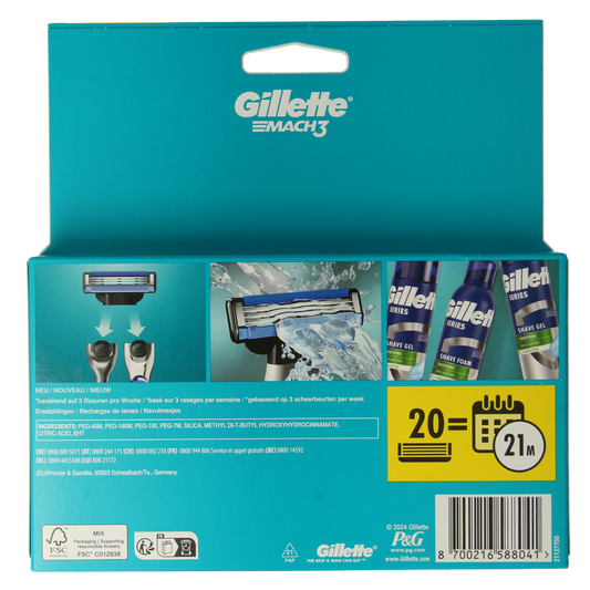 Gillette Mach3 blades 20.00 Stuks