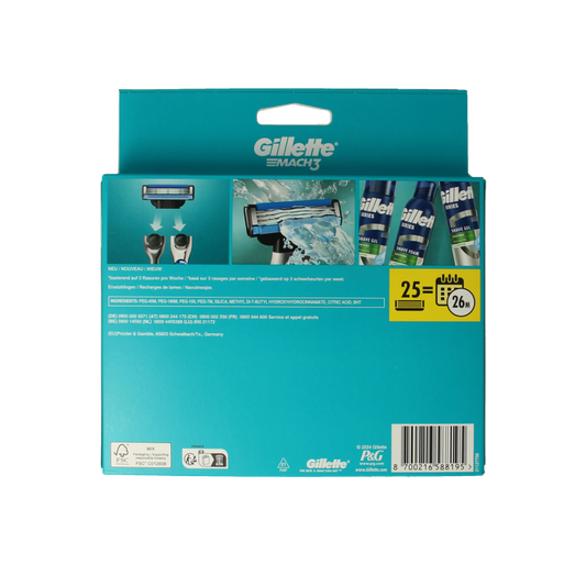 Gillette Mach3 blades 25 Stuks