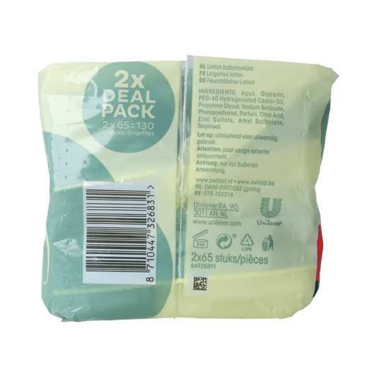 Zwitsal Billendoekjes met lotion 65 stuks 2.00 Stuks
