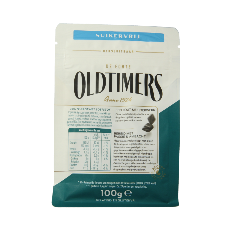 Oldtimers Zoute puntjes suikervrij 100 Gram