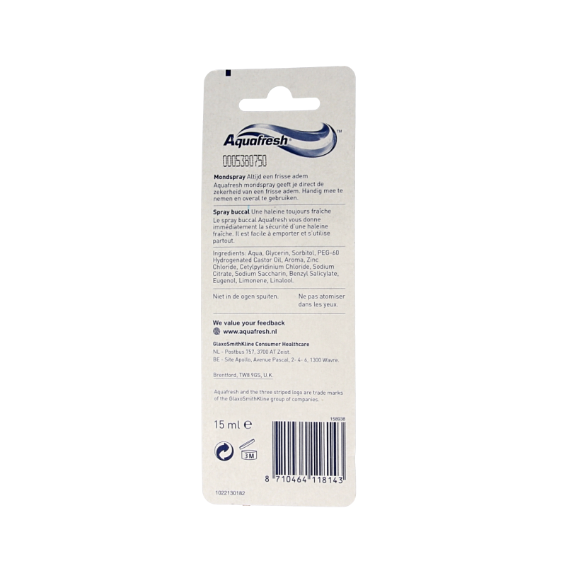 Aquafresh Mondspray 15 Milliliter