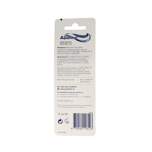 Aquafresh Mondspray 15.00 Milliliter