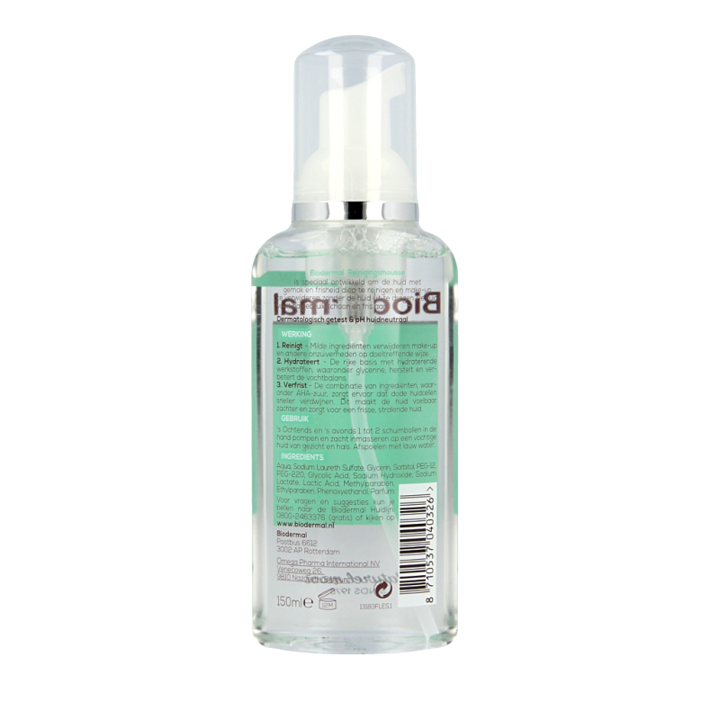 Biodermal Reinigingsmousse alle huidtypen 150 Milliliter