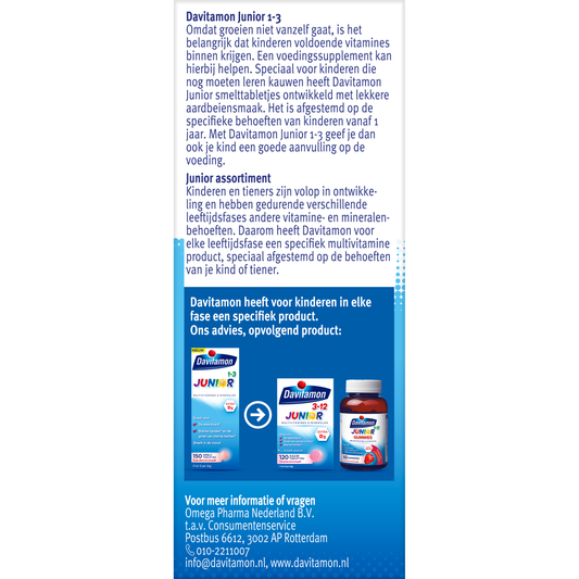 Davitamon Junior 1-3 smelttablet aardbei 150 Tabletten