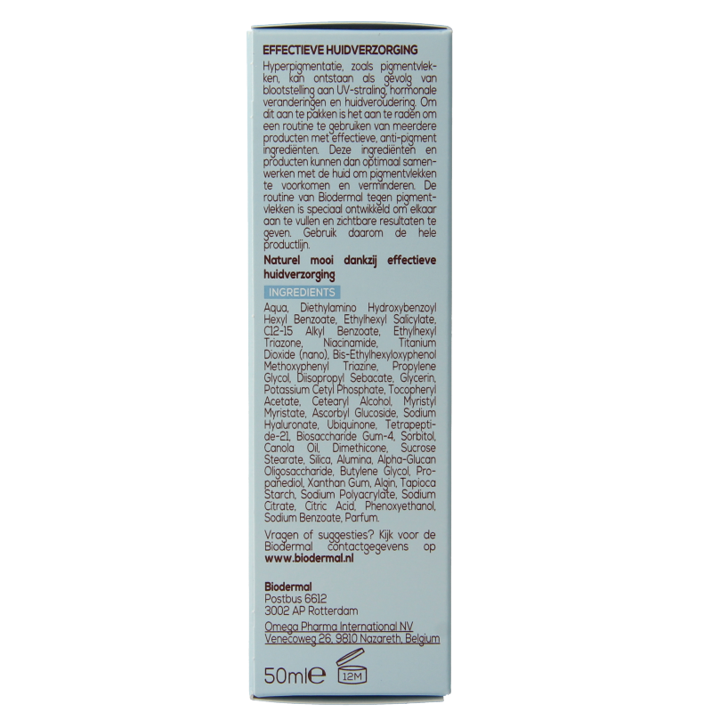 Biodermal Dagcreme anti-pigment SPF50 50 Milliliter