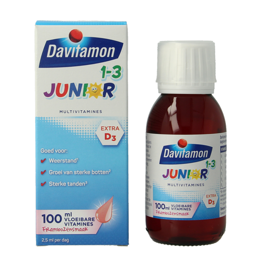 Davitamon Junior 1+ vloeibare vitamines framboos 100 Milliliter