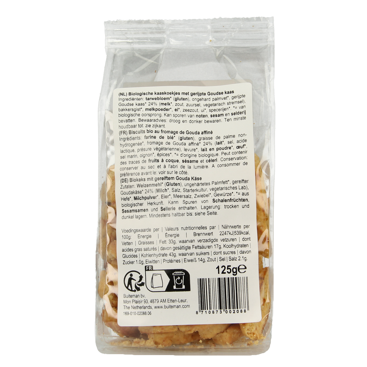 Buiteman Kaaskoekjes bio 125.00 Gram