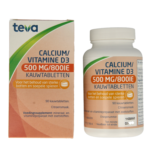 Teva Calcium / vitamine D 500mg / 800IE 90 Kauwtabletten