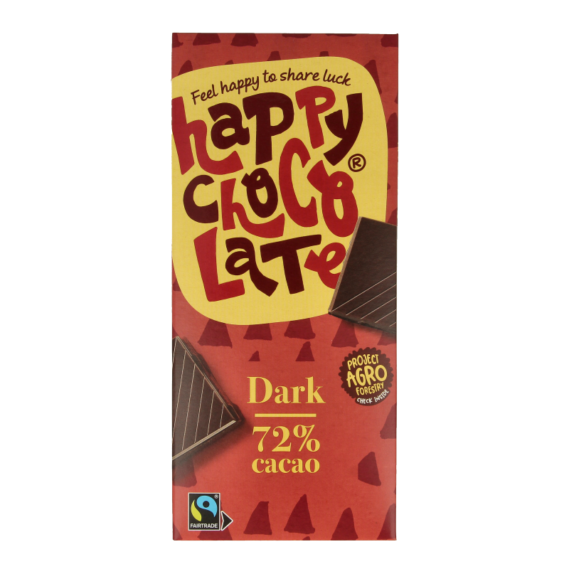 Happy Chocolate Puur 72% bio 85 Gram