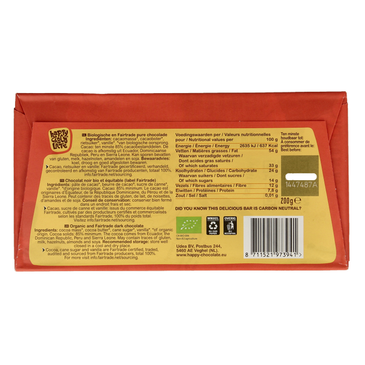 Happy Chocolate Dark 85% bio 200 Gram