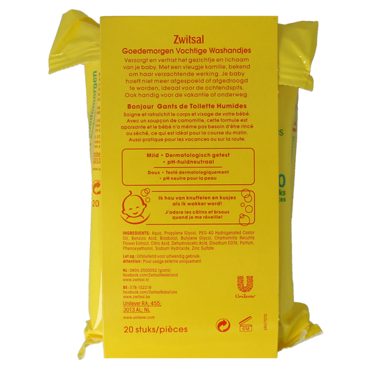 Zwitsal Goedemorgen vochtige washandjes 20 Stuks