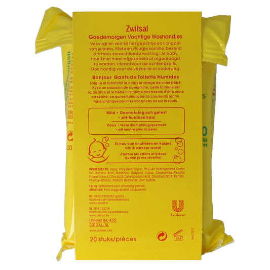 Zwitsal Goedemorgen vochtige washandjes 20.00 Stuks