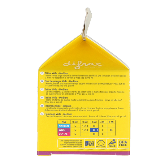 Difrax Flesspeen soft breed medium 2 Stuks