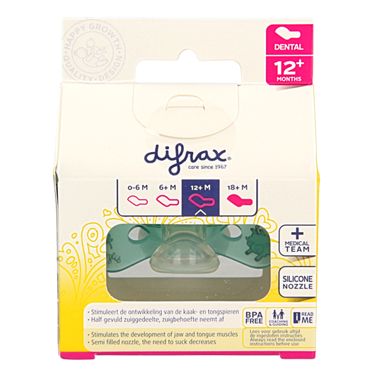 Difrax Fopspeen dental 12+ maanden glow in the dark 1 Stuks