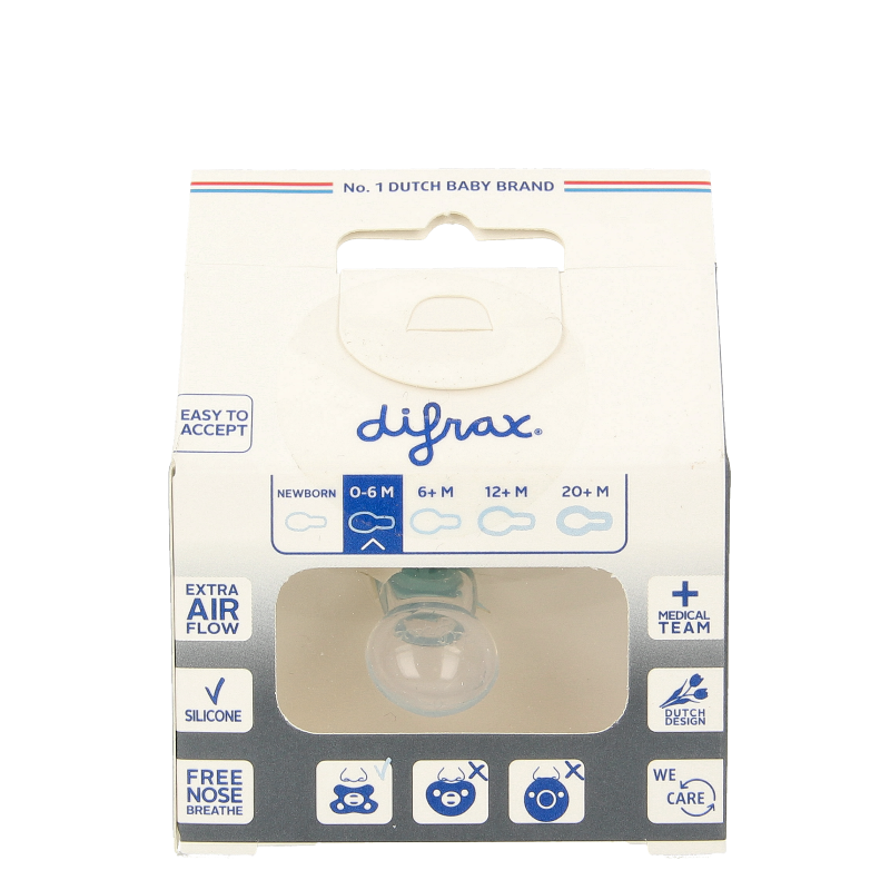 Difrax Fopspeen natural 0-6 maanden ocean 1 Stuks