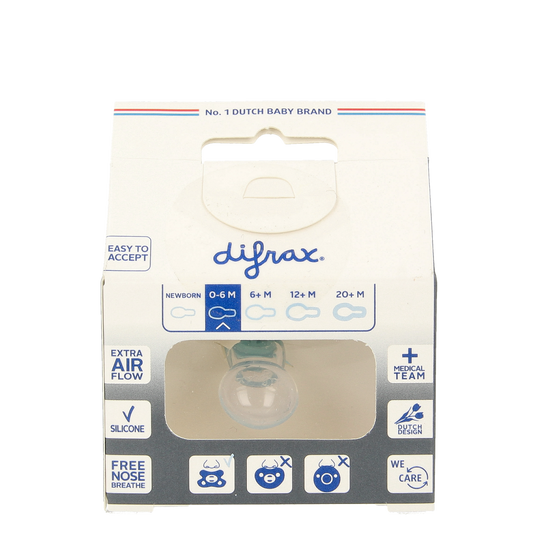 Difrax Fopspeen natural 0-6 maanden ocean 1.00 Stuks