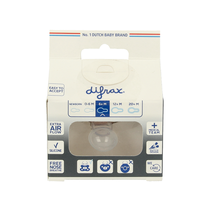 Difrax Fopspeen natural 6+ maanden assorti 1 Stuks