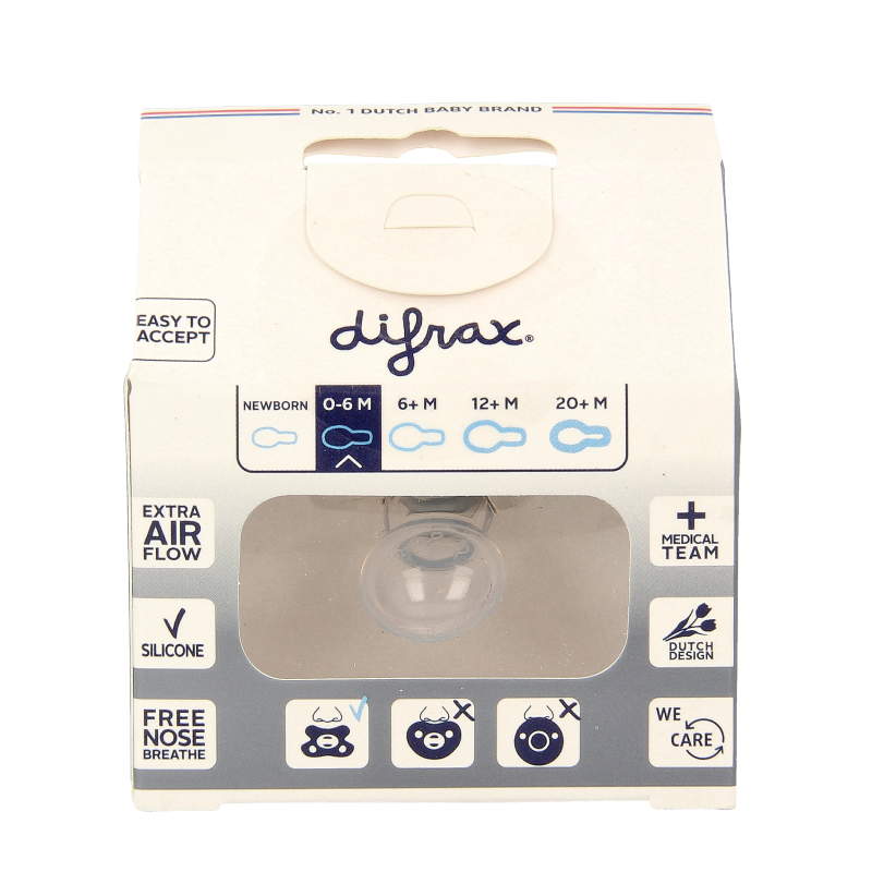 Difrax Fopspeen natural 0-6 maanden assorti 1 Stuks