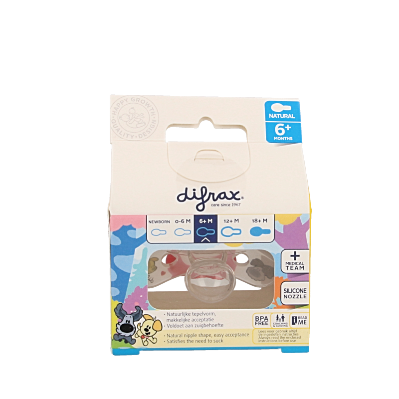 Difrax Fopspeen natural 6+ maanden Woezel & Pip 1 Stuks