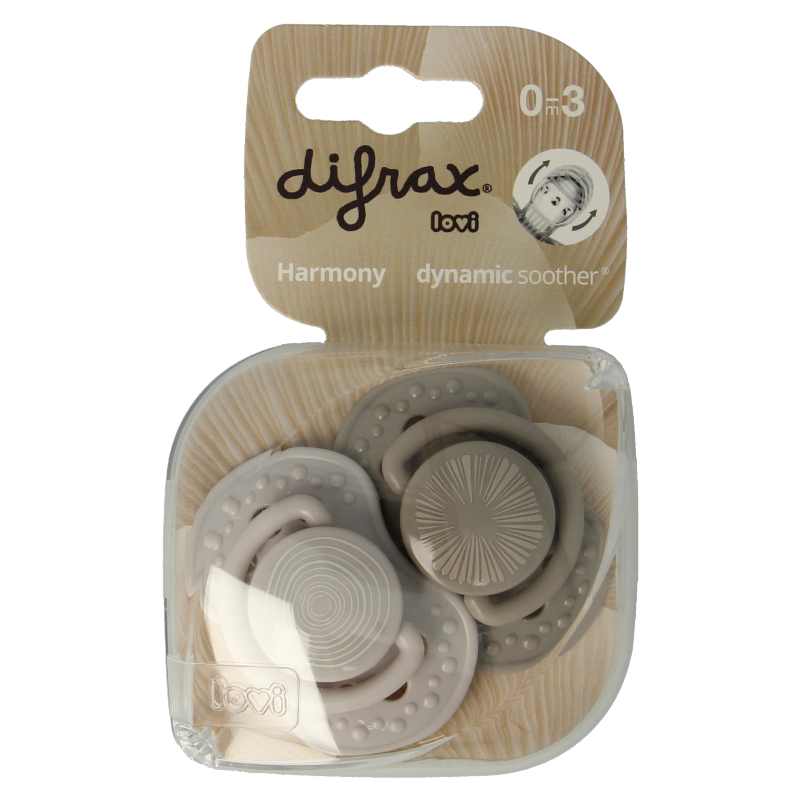Difrax Fopspeen 0-3 maanden harmony grey 2 Stuks