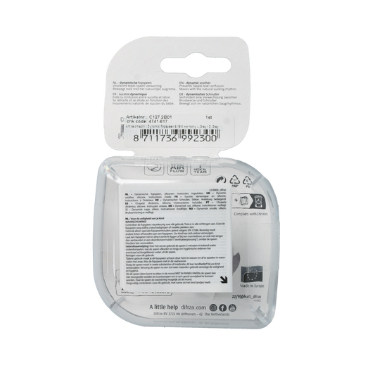 Difrax Fopspeen 6-18 maanden harmony light grey/dark grey 2.00 Stuks