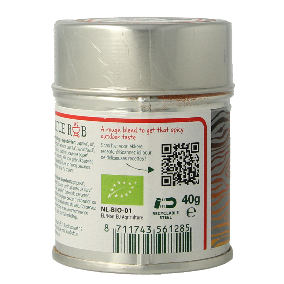 Natural Temptation Barbecue rub blikje bio 40.00 Gram