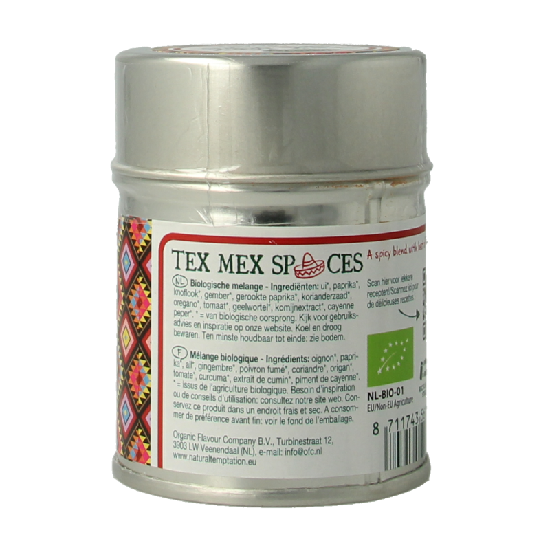 Natural Temptation Tex Mex spices blikje bio 40 Gram