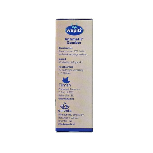 Wapiti Antimetil gember 30.00 Tabletten