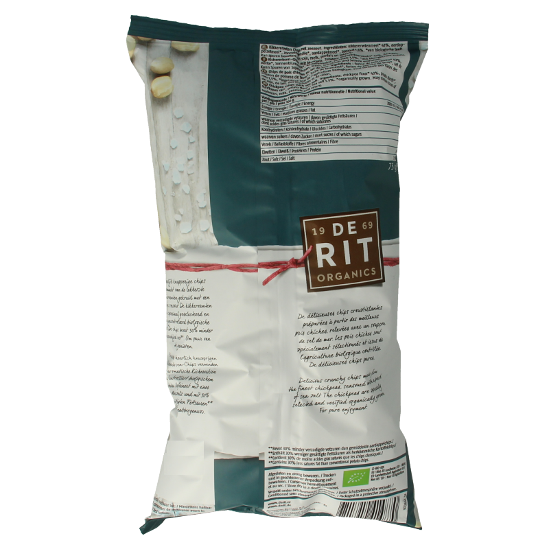 De Rit Kikkererwtenchips zeezout bio 75 Gram