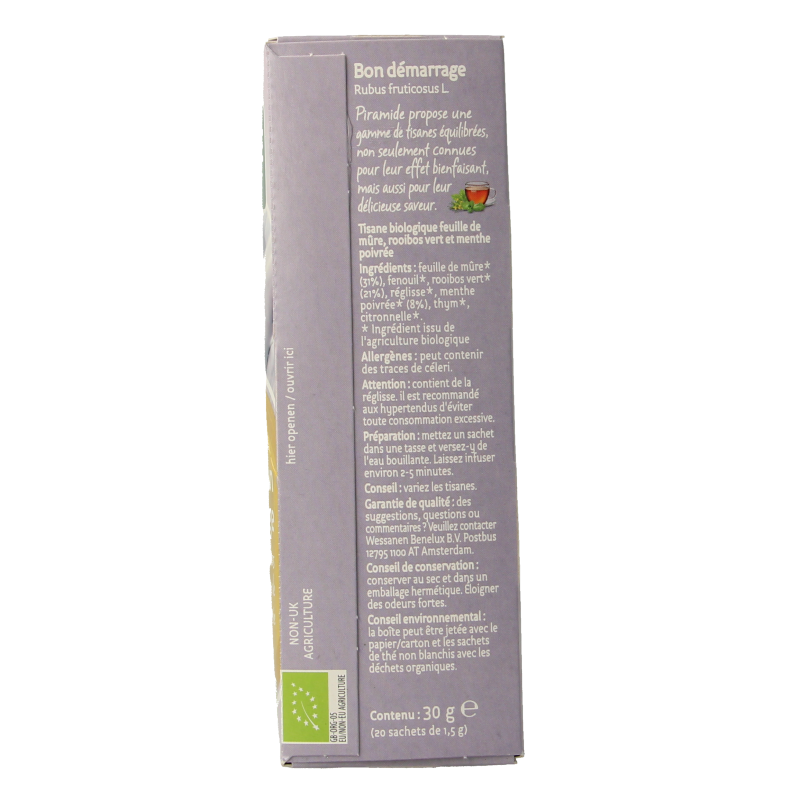 Piramide Frisse start thee eko bio 20 Zakjes