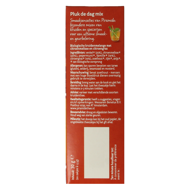 Piramide Pluk de dag mix thee eko bio 20 Zakjes