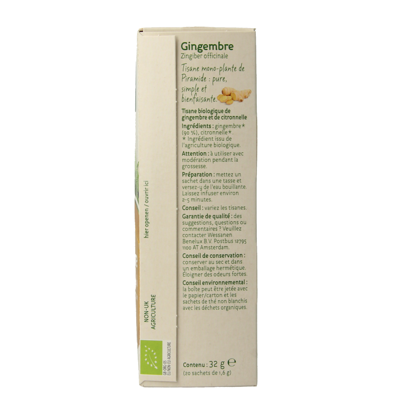 Piramide Gember thee eko bio 20 Zakjes