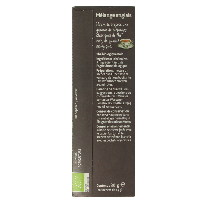 Piramide Engelse melange thee eko bio 20 Zakjes