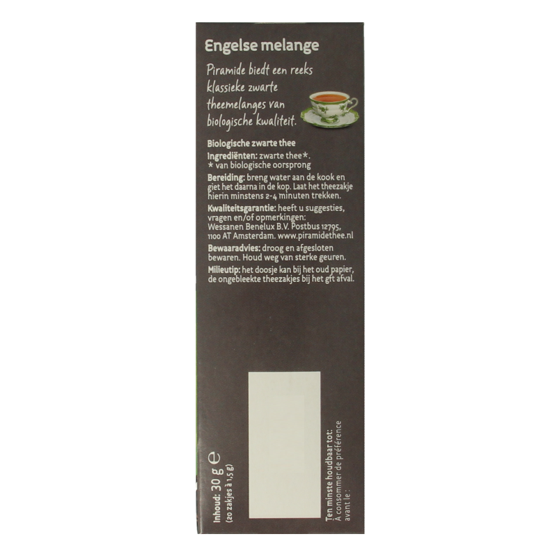 Piramide Engelse melange thee eko bio 20 Zakjes
