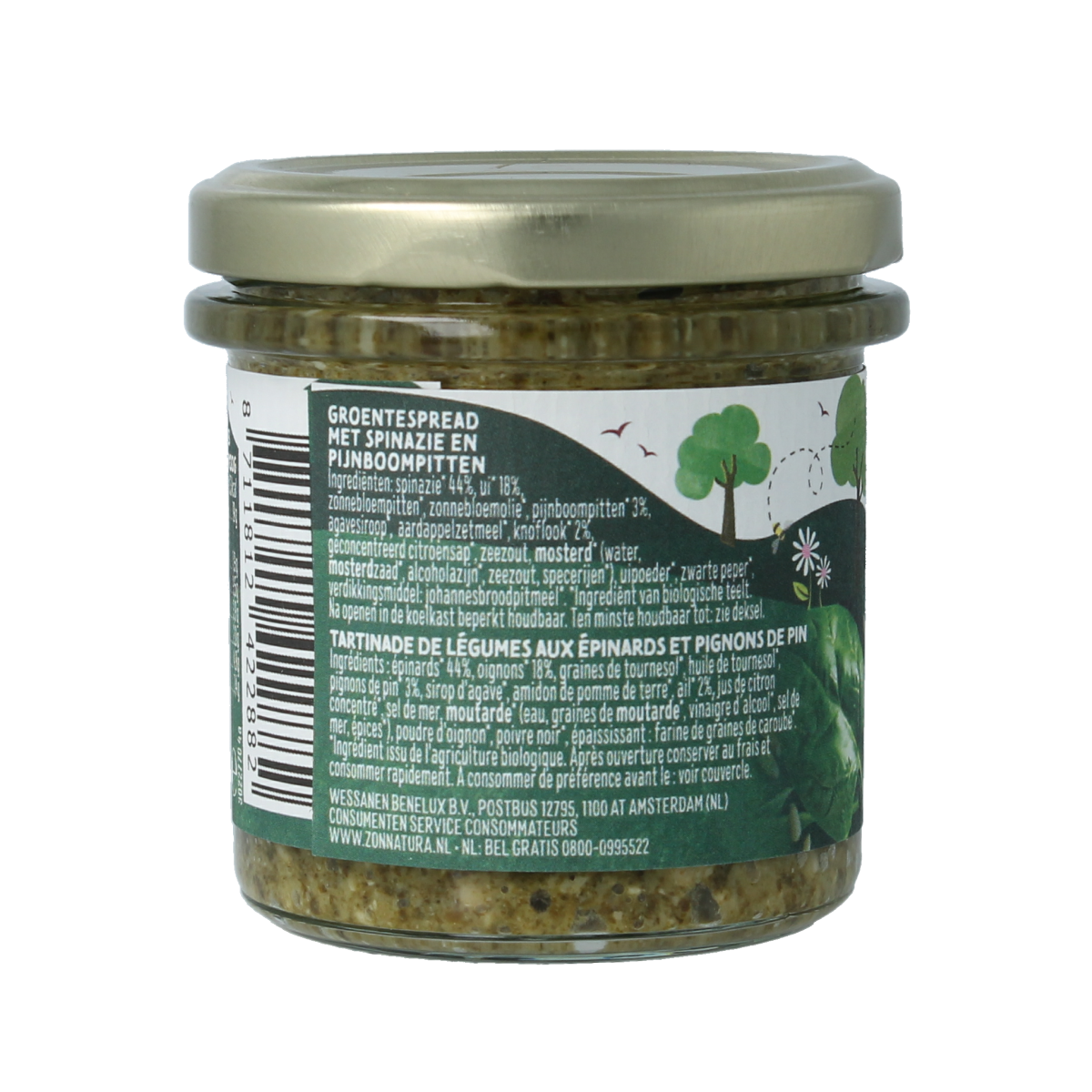 Zonnatura Groentespread spinazie bio 135.00 Gram
