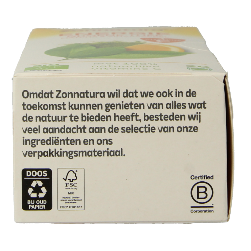 Zonnatura Energie groene thee met vitamine C bio 20 Zakjes