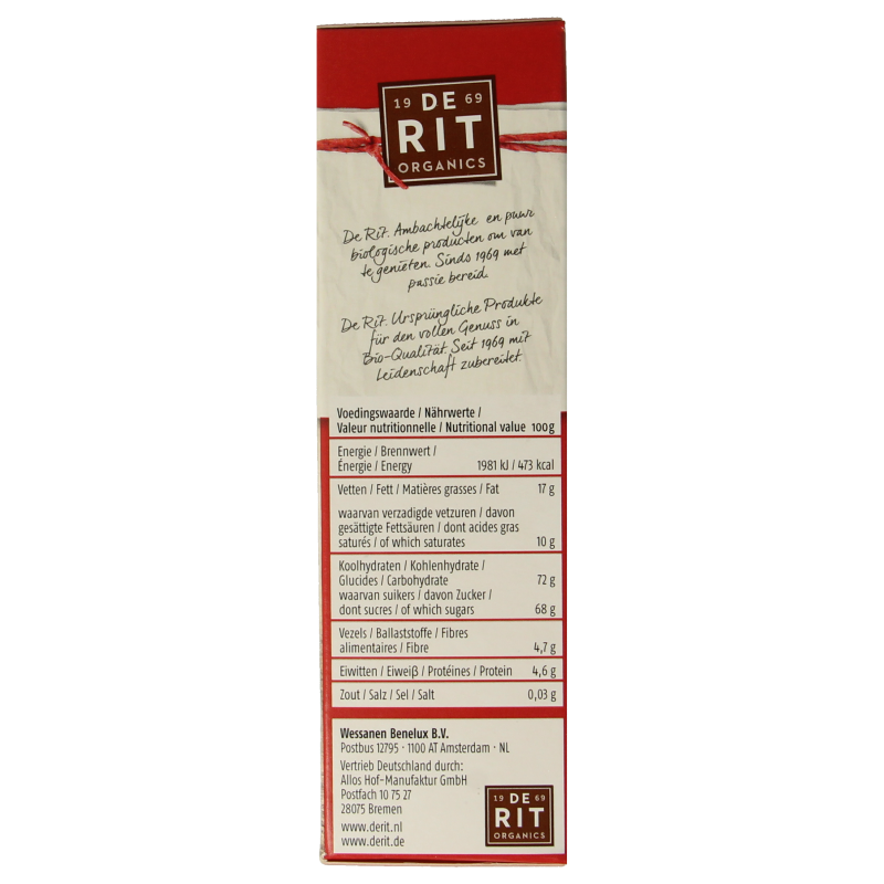 De Rit Chocoreale hagelslag puur bio 225 Gram