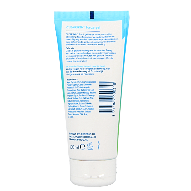 Dr. van der Hoog Clearskin scrub gel tube 100 Milliliter