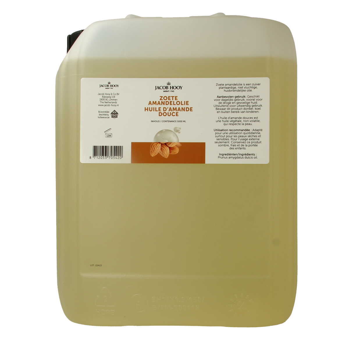 Jacob Hooy Amandelolie zoet 5000.00 Milliliter