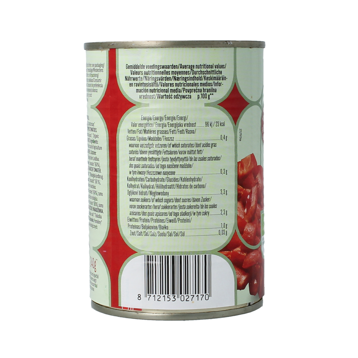 Bioidea Tomatenstukjes in blik bio 400.00 Gram