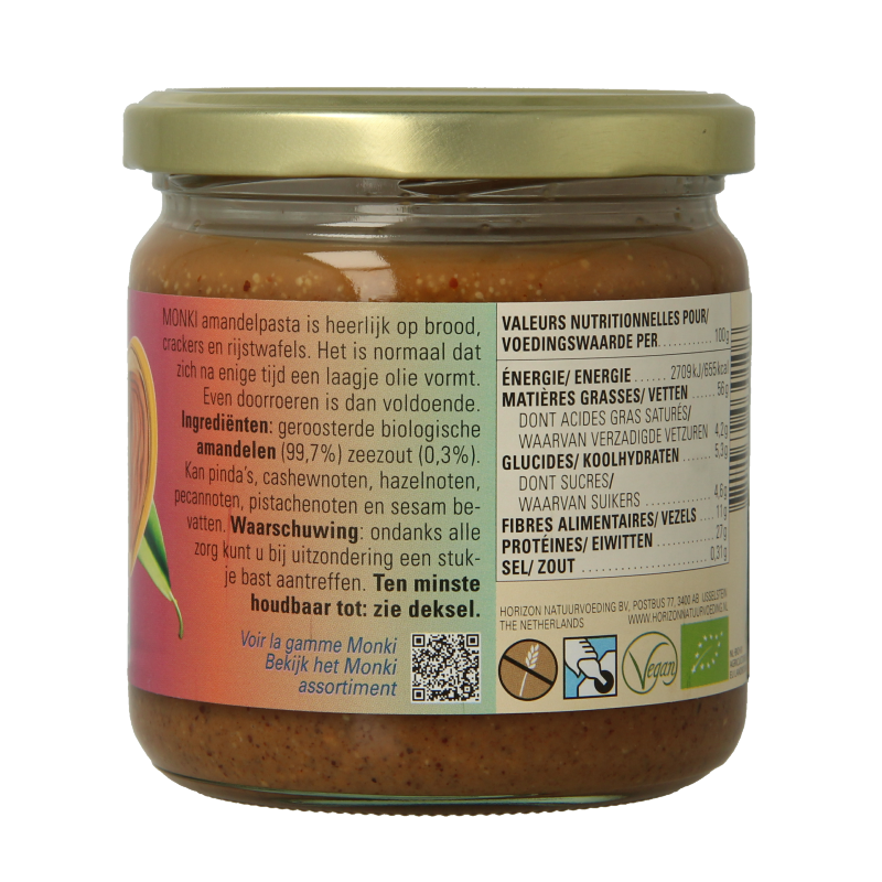 Monki Amandelpasta met zout bio 330 Gram