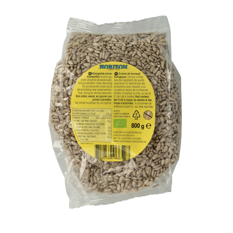 Horizon Zonnebloempitten eko bio 800 Gram