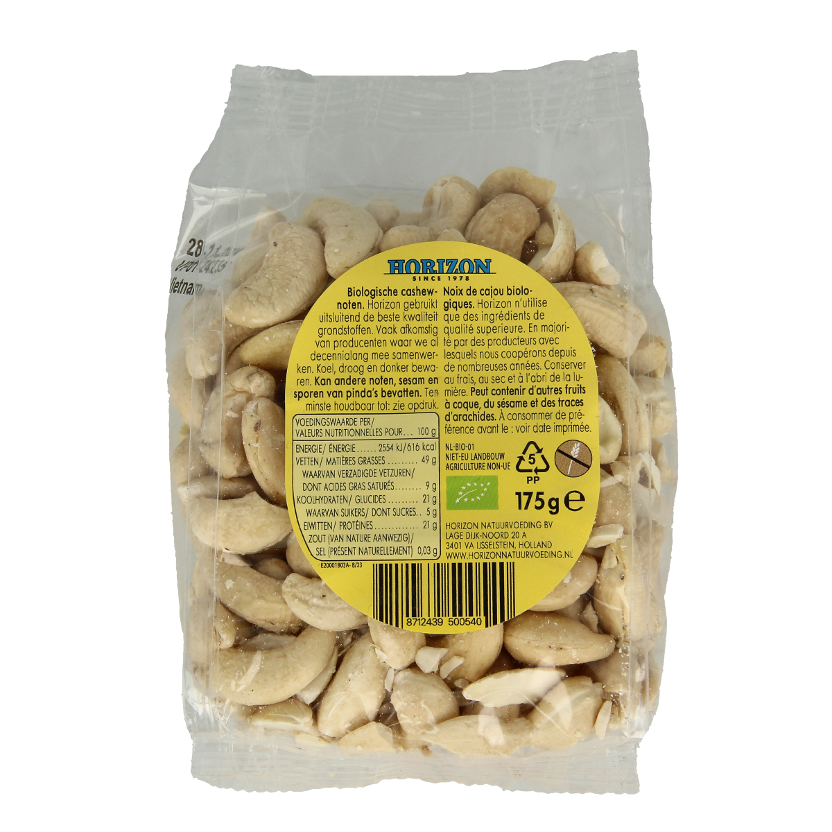 Horizon Cashewnoten heel bio 175.00 Gram