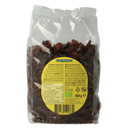 Horizon Rozijnen sultana bio 500.00 Gram