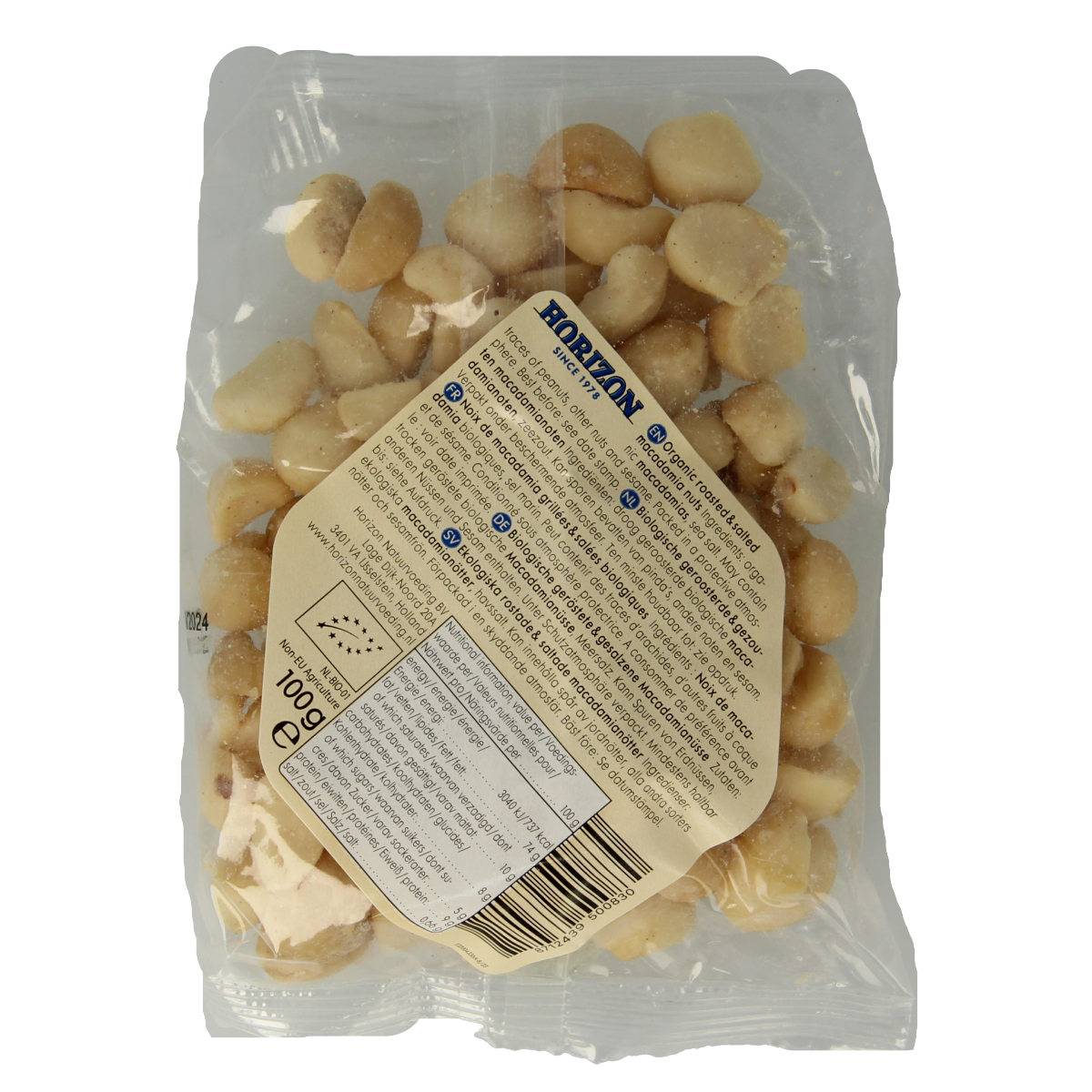 Horizon Macadamianoten gezout bio 100.00 Gram
