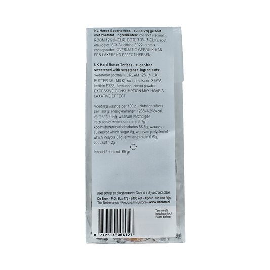 De Bron Buttertoffee suikervrij 65 Gram