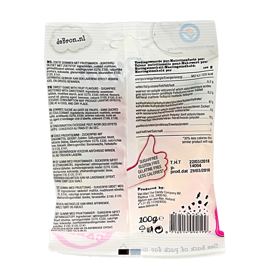 De Bron Winegums English suikervrij 100 Gram