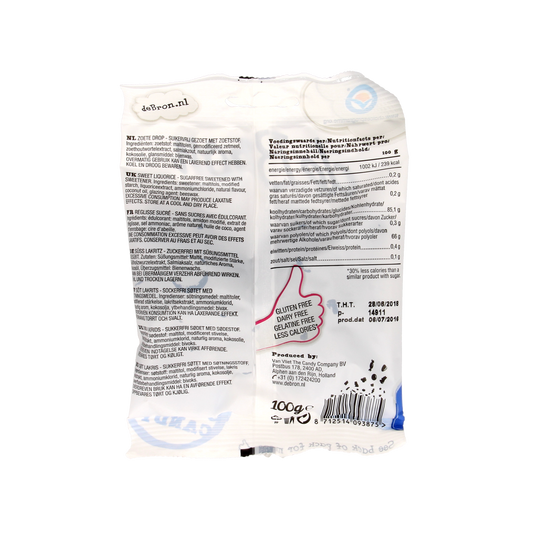 De Bron Zoete dropbolletjes/sweet liquorice suikervrij 100.00 Gram