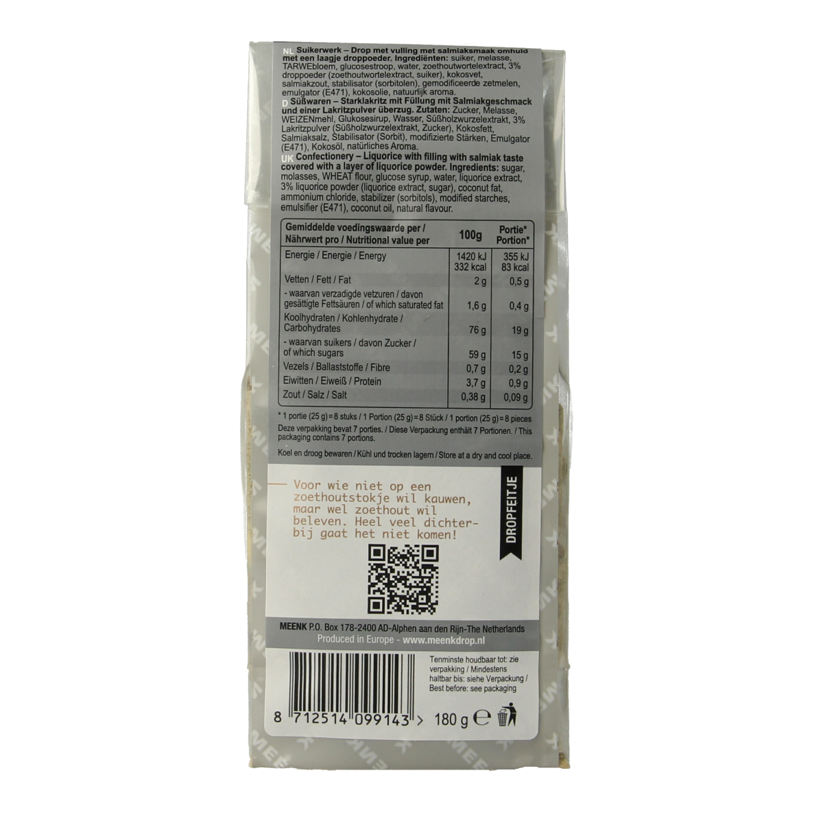 Meenk Zoethoutdrop 180.00 Gram