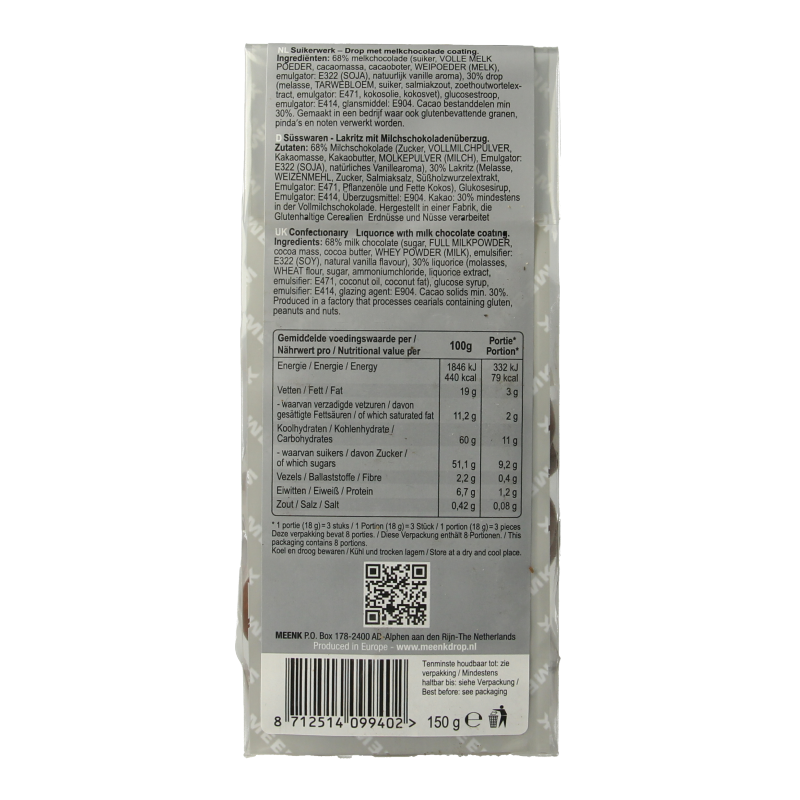 Meenk Drop chocolade 150 Gram